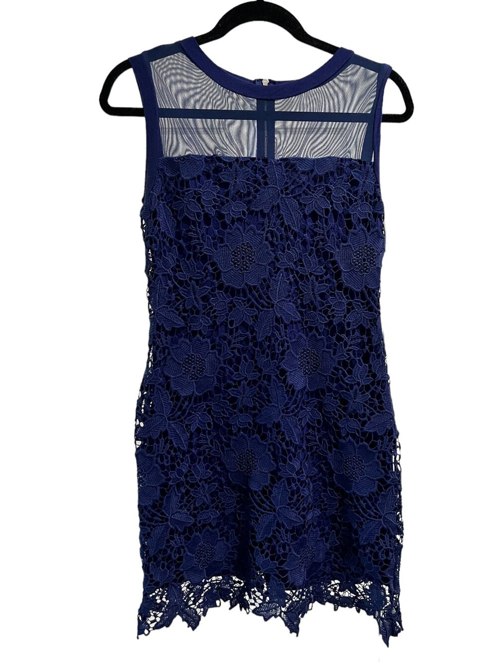 KUT from the Kloth Blue Lace/Mesh Dress Size 4 Jersey Lined Cottage Comfort